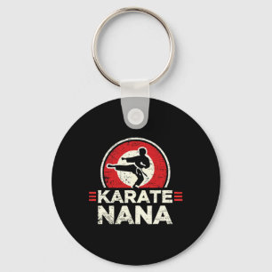 Karate Nana Retro Kick Silhouette Key Ring