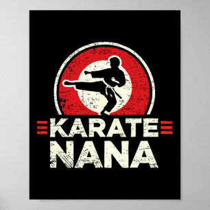 Karate Nana Retro Kick Silhouette  Poster