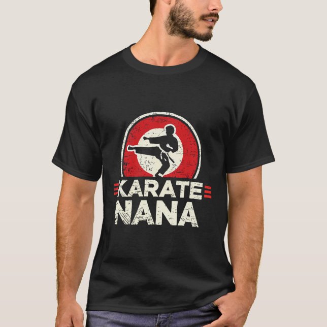 Karate Nana Retro Kick Silhouette  T-Shirt (Front)