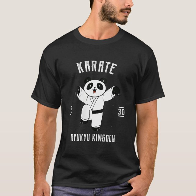 Karate Panda With Belt Karate Japanese Mial T-Shirt (Front)