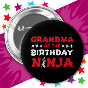 Karate Party Kids Grandma of the Birthday Ninja 6 Cm Round Badge