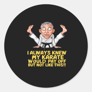 Karate Pay Off Funny Martial Arts Cartoon Art Classic Round Sticker