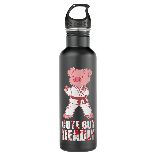 Karate Pig Taekwondo Martial Arts Hog Animal  710 Ml Water Bottle (Front)
