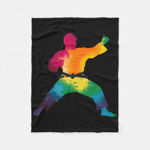 Karate Practitioner Colourful Tie-dye Martial Arts Fleece Blanket