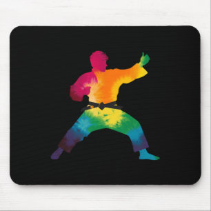 Karate Practitioner Colourful Tie-dye Martial Arts Mouse Mat