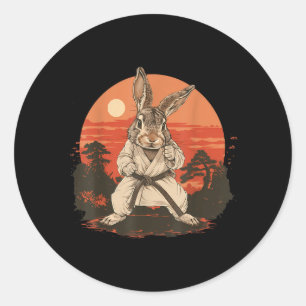 Karate Rabbit Motif Taekwondo Jiu-Jitsu MMA Cute Classic Round Sticker