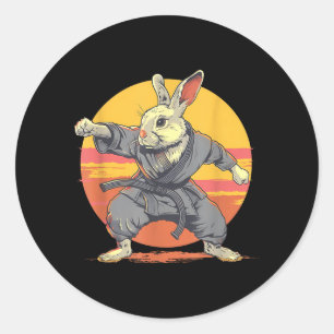 Karate Rabbit Motif Taekwondo Jiu-Jitsu MMA Cute Classic Round Sticker