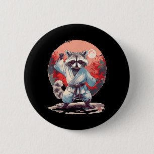 Karate Racoon Animal Mma Taekwondo Martial Arts 6 Cm Round Badge