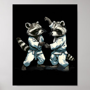 Karate Racoon Animal Mma Taekwondo Martial Arts Poster