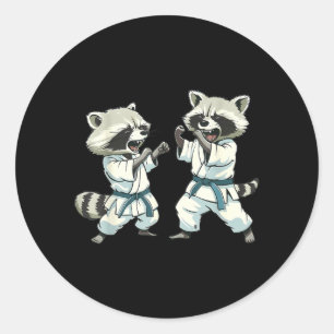 Karate Racoon Motif Taekwondo Jiu-Jitsu Mma Classic Round Sticker