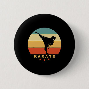 Karate Retro Sunset Design - Woman Doing High Kick 6 Cm Round Badge