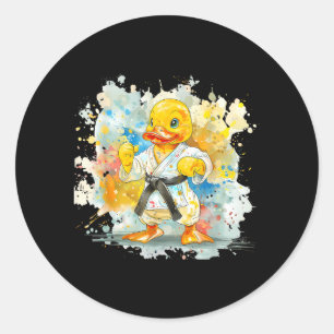 Karate Rubber Duck Motif Taekwondo Jiu-Jitsu MMA Classic Round Sticker