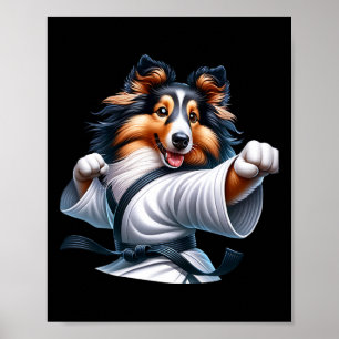 Karate Shetland Sheepdog Funny Humour Animal Lover Poster