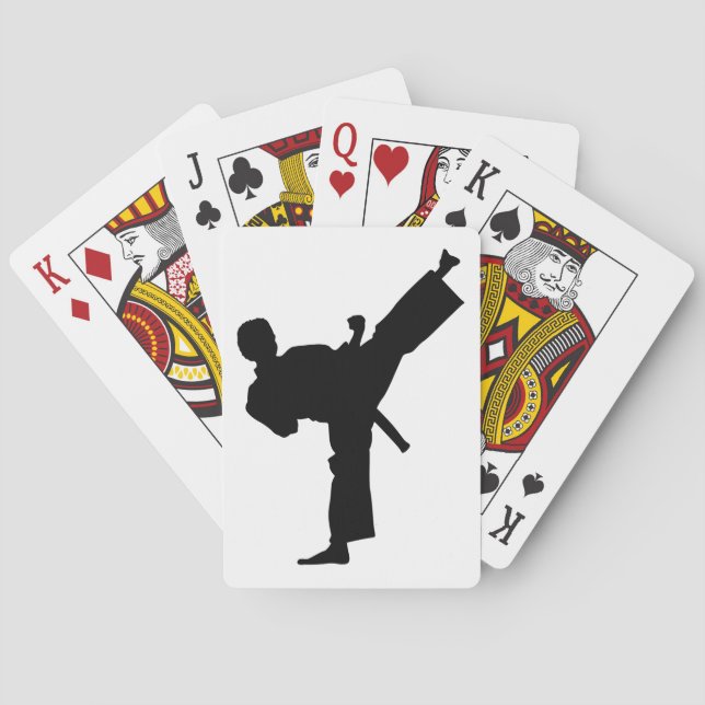 Karate Silhouette Kick Playing Cards (Back)