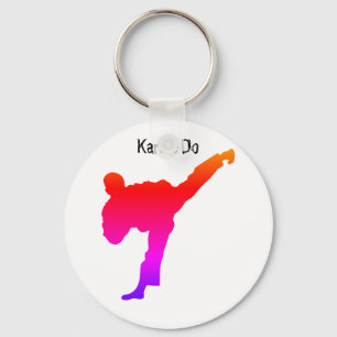 Karate Silhouette Martial Arts Gradient Red Purple Key Ring