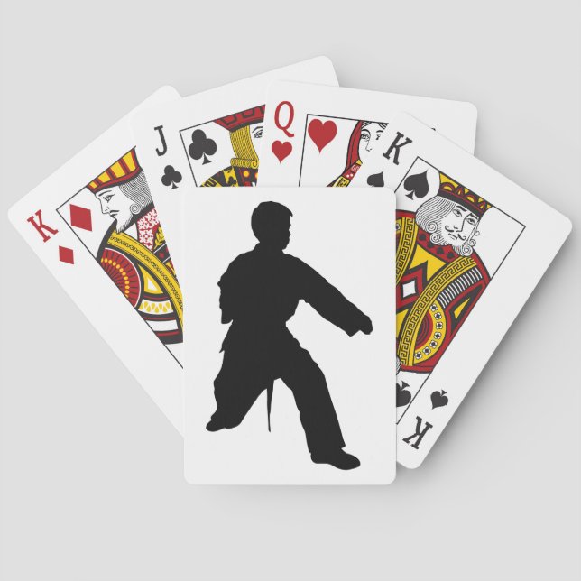 Karate Silhouette Stance Playing Cards (Back)