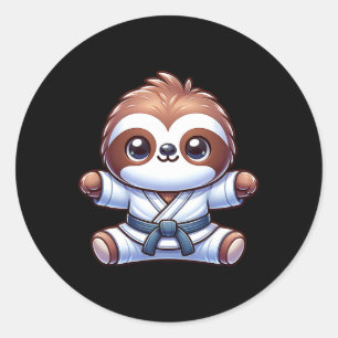Karate Sloth Adorable Master Martial Art  Classic Round Sticker