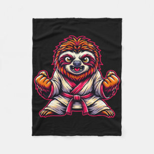 Karate Sloth In Fighting Position Fleece Blanket
