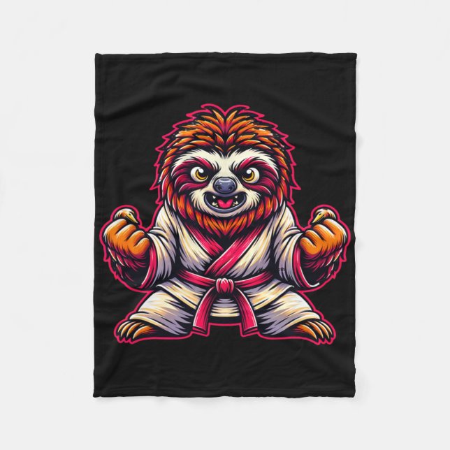 Karate Sloth In Fighting Position  Fleece Blanket (Front)