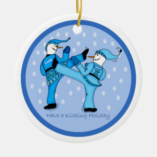 Karate Snowmen Sparring for the Holidays Ornament