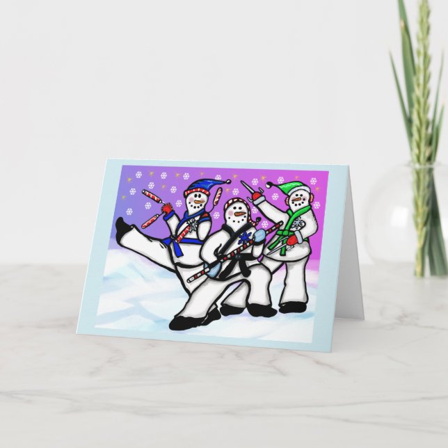 Karate Snowmen with Weapons Card (Front)