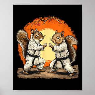 Karate Squirrel Kickboxing Martial Arts Kung Fu Poster