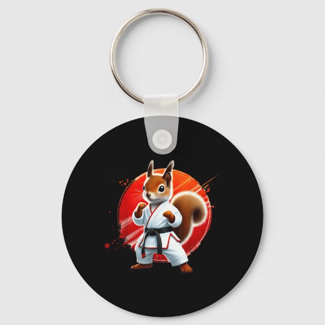 Karate Squirrel Martial Arts Fighter Judo Key Ring (Front)