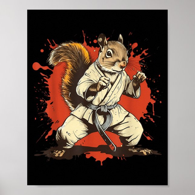 Karate Squirrel Taekwondo MMA Squirrel Lover Poster (Front)