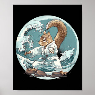 Karate Squirrel Waves Taekwondo Martial Arts Poster