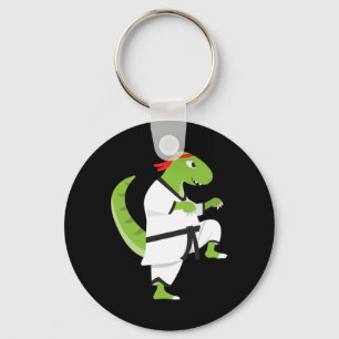 Karate T-rex Cool Cute Dinosaur Fighter Halloween Key Ring