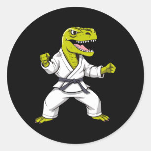 Karate T-rex Martial Arts Taekwondo Kickboxing For Classic Round Sticker