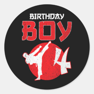Karate Taekwondo 4 Years Old Birthday Martial Arts Classic Round Sticker