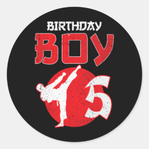 Karate Taekwondo 5 Years Old Birthday Martial Arts Classic Round Sticker