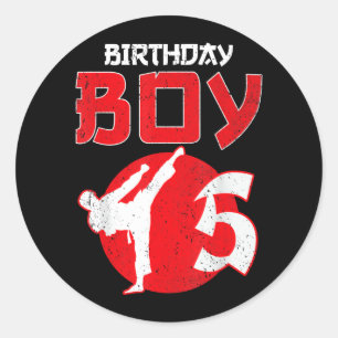 Karate Taekwondo 5 Years Old Birthday Martial Arts Classic Round Sticker