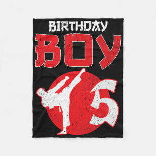 Karate Taekwondo 5 Years Old Birthday Martial Arts Fleece Blanket