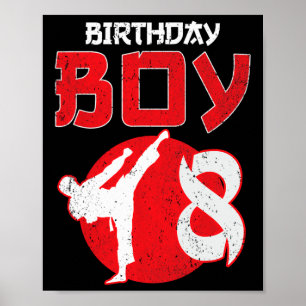 Karate Taekwondo 8 Years Old Birthday Martial Arts Poster
