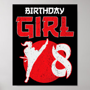 Karate Taekwondo 8 Years Old Birthday Martial Arts Poster