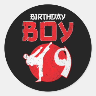 Karate Taekwondo 9 Years Old Birthday Martial Arts Classic Round Sticker