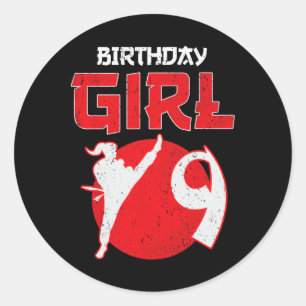 Karate Taekwondo 9 Years Old Birthday Martial Arts Classic Round Sticker