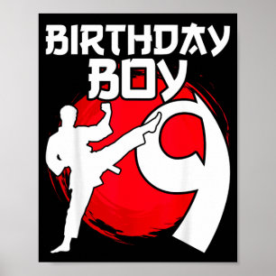 Karate Taekwondo 9 Years Old Birthday Martial Arts Poster