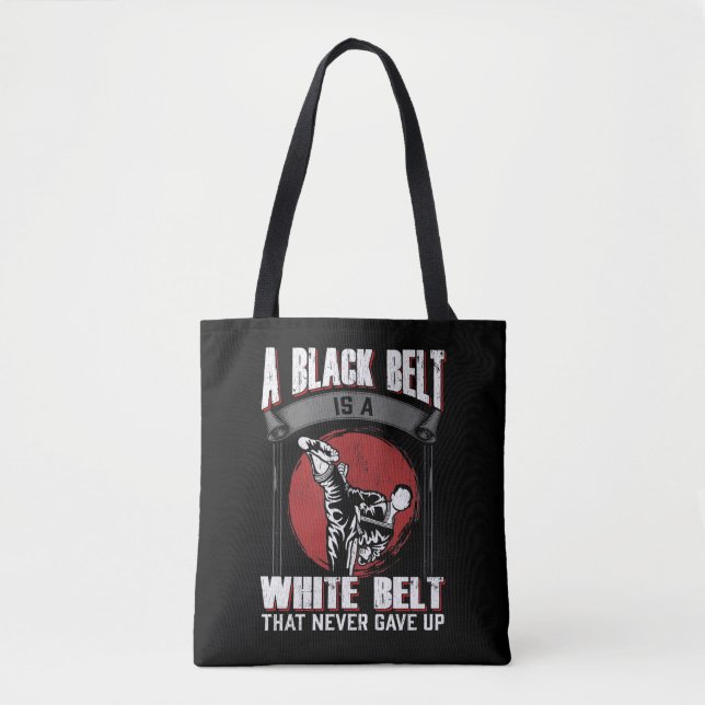 Karate Taekwondo Black Belt Martial Arts Fighter Tote Bag (Front)