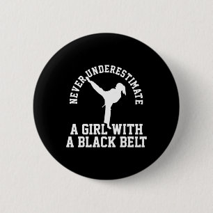 Karate Taekwondo Blackbelt Girl  6 Cm Round Badge