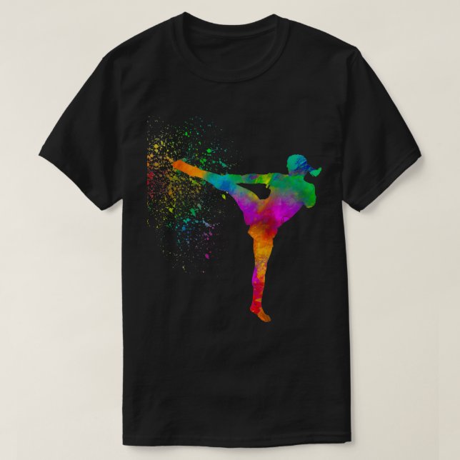 Karate taekwondo competition in watercolor 10 T-Shirt (Design Front)