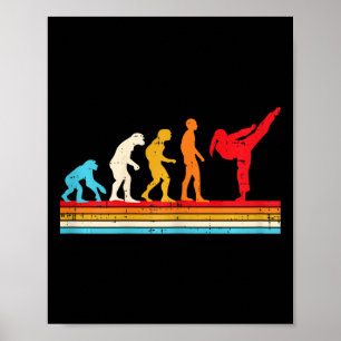 Karate Taekwondo Evolution Girl Ponytail Kick Wome Poster