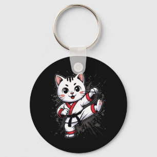 Karate Taekwondo Funny Cat Jiu Jitsu Women Girls Key Ring