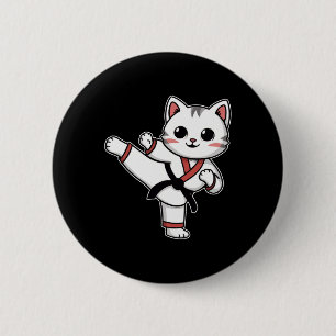 Karate Taekwondo Funny Cat Jiu Jitsu Women Girls M 6 Cm Round Badge