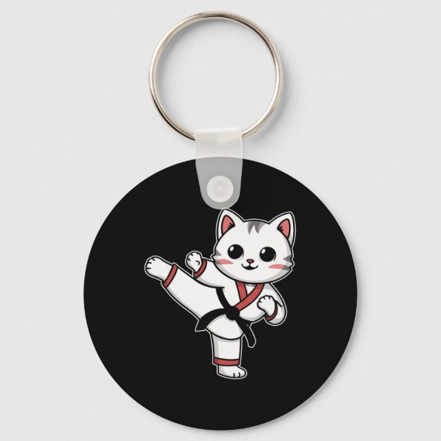 Karate Taekwondo Funny Cat Jiu Jitsu Women Girls M Key Ring (Front)