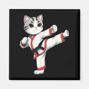 Karate Taekwondo Funny Cat Jiu Jitsu Women Kids Magnet