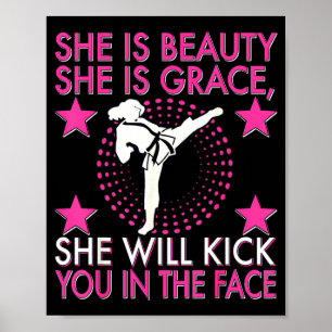 Karate Taekwondo Girl Women Karate Kick Poster