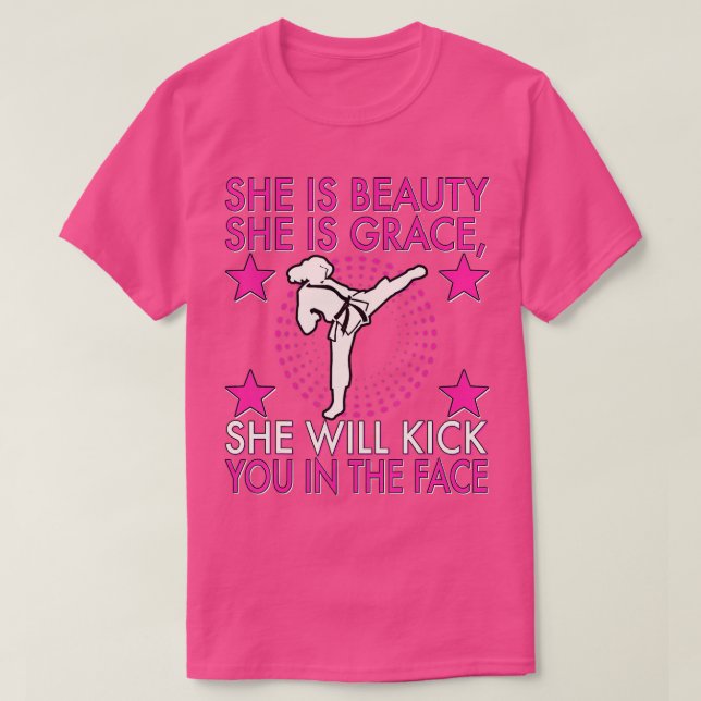 Karate Taekwondo Girl Women Karate Kick  T-Shirt (Design Front)
